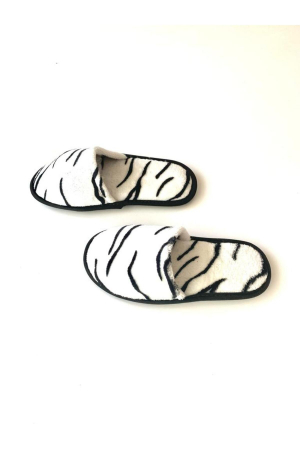 Papuci de casa dama, alb cu negru [2]