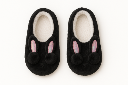 Papuci de casa - Papuci de casa dama tip balerini, model iepuras, bleumarini