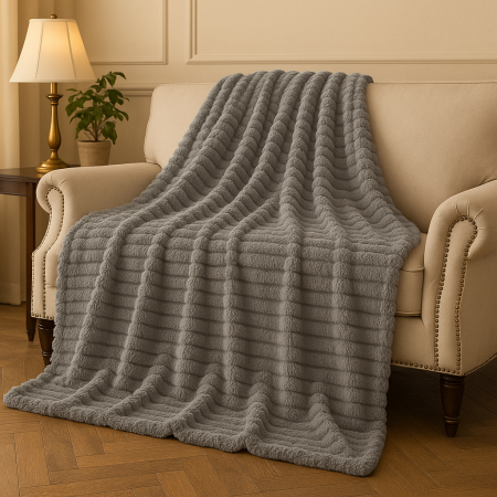 Paturi - Patura din blanita artificiala, gri deschis