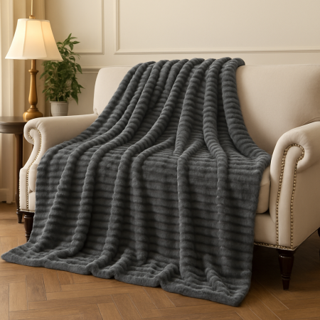 Paturi - Patura din blanita artificiala, gri inchis