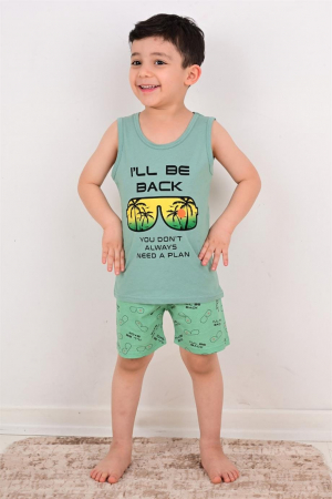Pijama de Vară pentru Băieți, Maiou si Pantalon Scurt, Verde [1]