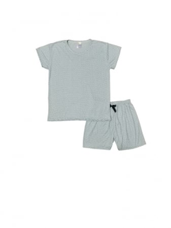 Pijamale - Pijama dama tricou si pantalon scurt, Verde cu Buline