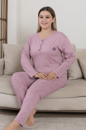 Pijamale - Pijama din bumbac, Batal, Mov 2XL-5XL