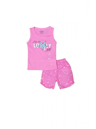 Pijamale - Pijama de Vară pentru Fete , Maiou si Pantalon Scurt, Roz