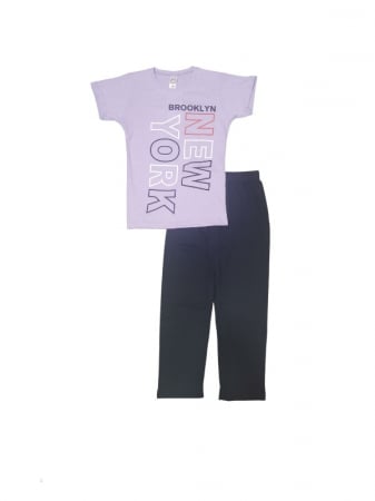 Pijamale - Pijama  Fete  Tricou si Pantalon Lung,  Mov