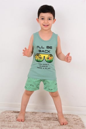 Pijamale - Pijama de Vară pentru Băieți, Maiou si Pantalon Scurt, Verde