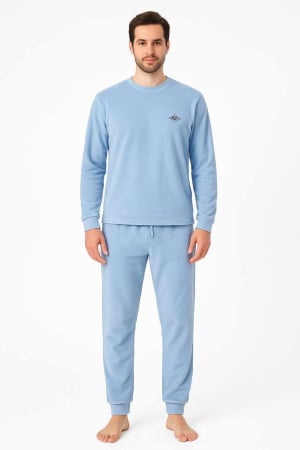 Pijamale - Pijama bărbați din bumbac 100% – model albastru, moale și confort premium