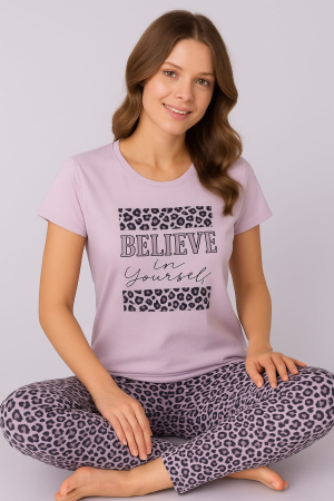 Pijamale - Pijama dama din bumbac 100%, model mov