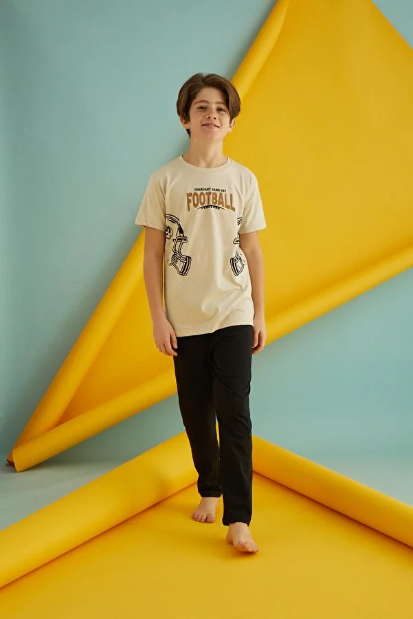 Pijamale - Pijama pentru Băieți, tricou si pantalon lung, Football