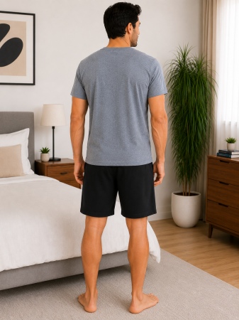Pijama bărbătească gri cu pantaloni negri – 100% Bumbac – Stay In Your Lane [1]