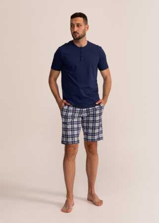 Barbati - Pijama barbati cu pantaloni scurti, Soft&Seven Sofiaman  Bleumarin