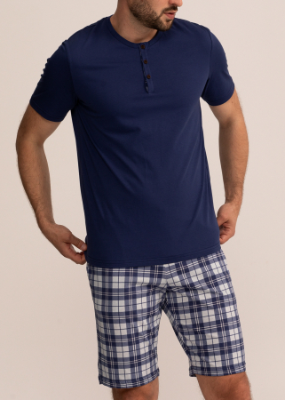 Pijama barbati cu pantaloni scurti, Soft&Seven Sofiaman  Bleumarin [5]