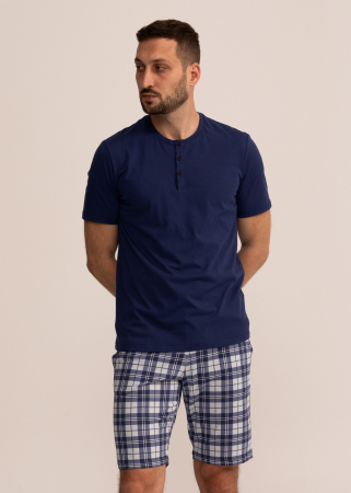 Pijama barbati cu pantaloni scurti, Soft&Seven Sofiaman  Bleumarin [4]