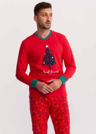 Pijama barbati rosie cu Brad Soft & Seven BY SOFIAMAN [3]