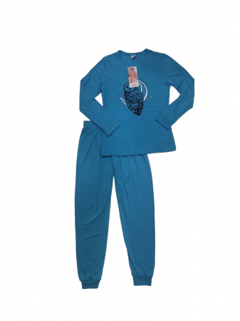 Femei - Pijama dama din bumbac, albastra