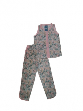Pijamale - Pijama dama tricou și pantalon lung cu nasturi
