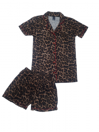 Pijamale - Pijama dama tricou și pantalon scurt cu nasturi Animal Print