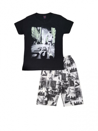 Pijamale - Pijama de Vară pentru Băieți Negru cu imprimeu