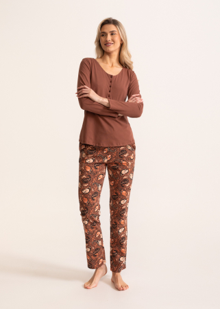 Pijamale - Pijama femei 100% bumbac, Soft&Seven Sofiaman, Maro