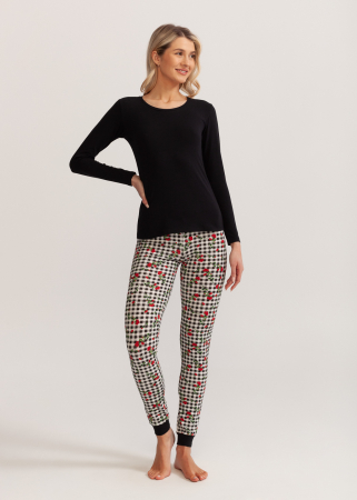 Pijama - Pijama femei din bumbac, Soft&Seven Sofiaman, pantaloni cu talie inalta reglabila