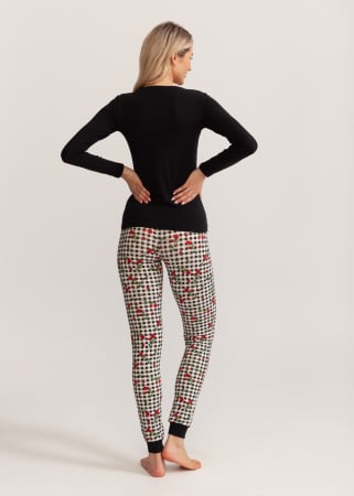Pijama femei din bumbac, Soft&Seven Sofiaman, pantaloni cu talie inalta reglabila [1]