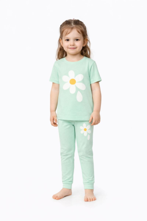 Fete - Pijama fete din bumbac, imprimeu flori