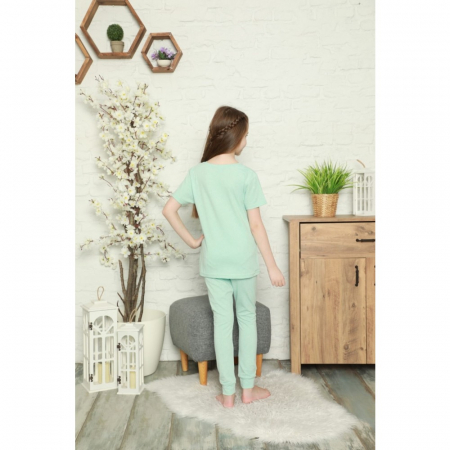 Pijama fete din bumbac, imprimeu flori [1]