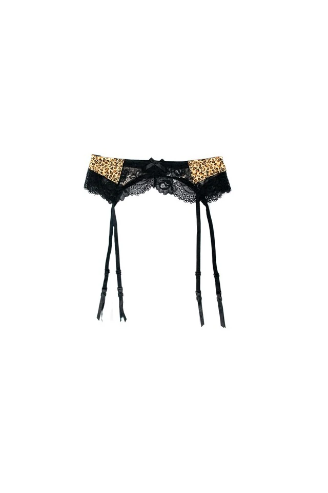 Lenjerie Sexy - Portjartiera Lemila  animal print cu dantela