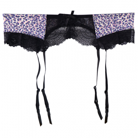 Lenjerie Sexy - Portjartiera Lemila  animal print cu dantela