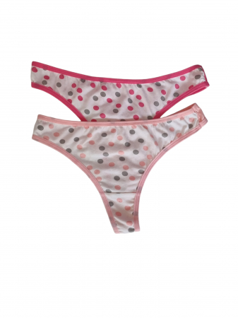 Lenjerie intima - Set chilot tanga din bumbac ,cu buline colorate, marime universala