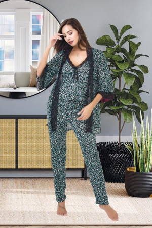 Set elegant de noapte, Maiou, Pantaloni si Halat asortat [1]