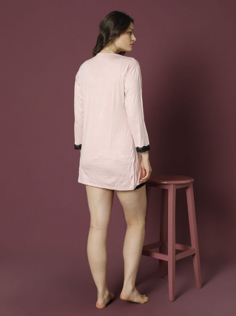 Set pijama dama din bambus cu broderie din dantela [3]