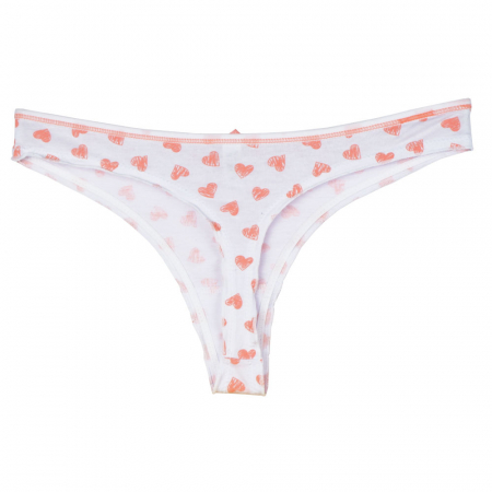 Set sutien si chilot, alb cu inimioare roz ,  sutien cu push-up si insertii de dantela, chilot tanga [3]