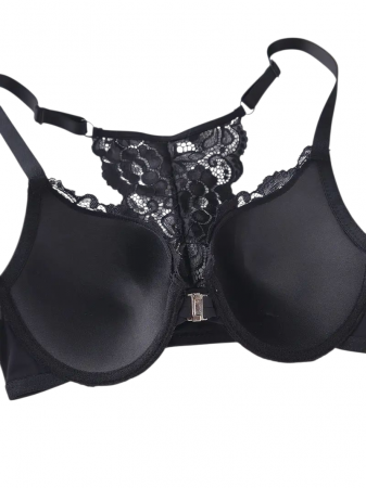 Sutien Sexy cu Dantela Neagra - Inchidere in Fata si Burete Subtire [3]