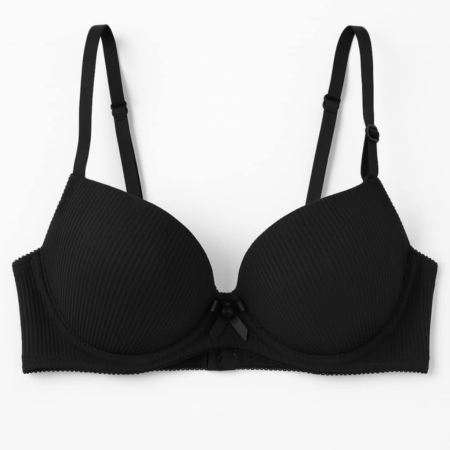 Sutiene - Sutien negru cu push-up și bretele reglabile – confort și susținere zilnică