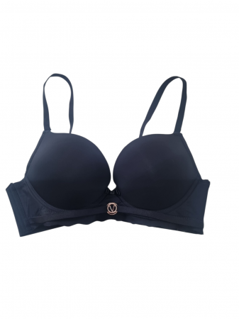 Lenjerie intima - Sutien satinat cu dublu push-up, Negru