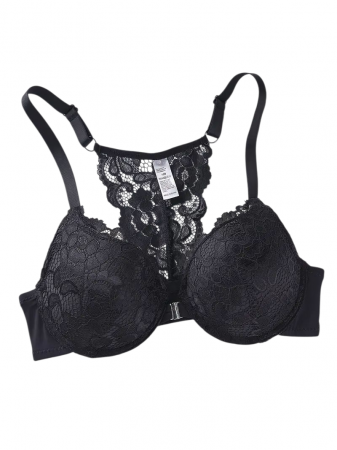 Sutiene - Sutien Sexy cu Dantela Neagra - Inchidere in Fata si Burete Subtire