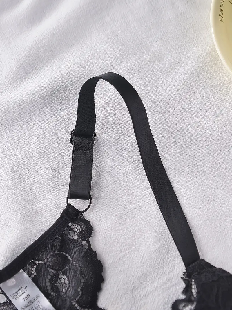 Sutien Sexy cu Dantela Neagra - Inchidere in Fata si Burete Subtire [2]