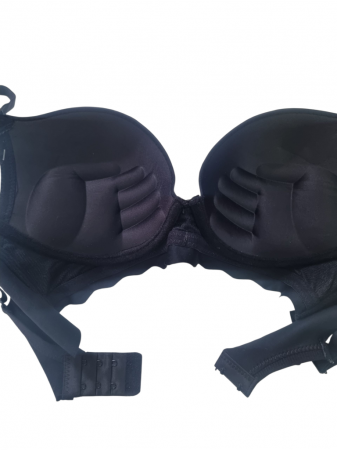 Sutien satinat cu dublu push-up, Negru [1]