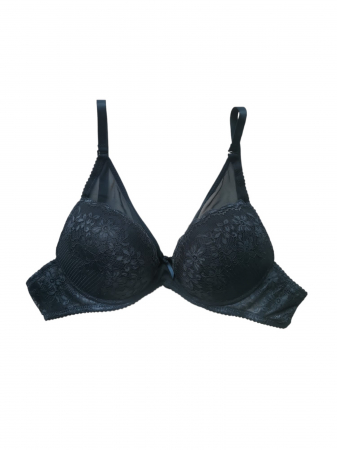 Lenjerie intima - Sutien cu dublu push-up accesorizat cu dantela si plasa, verde