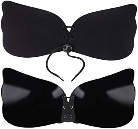 Sutien fara bretele Magic Bra, cu parte adeziva si push-up, negru [1]