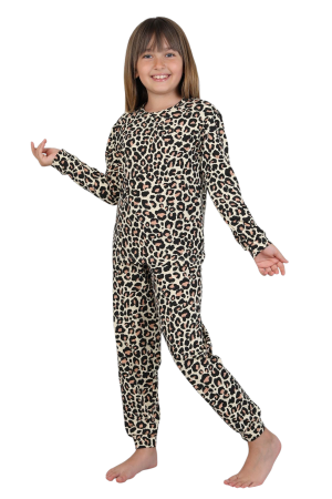 Copii - Pijamă fete bumbac 100% cu imprimeu animal print