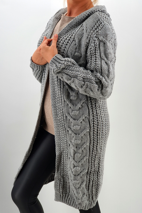 Cardigan din tricot cu gluga [2]