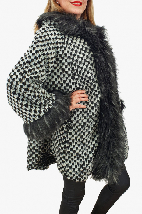 Cardigan / Poncho din lana cu blana 3 [2]
