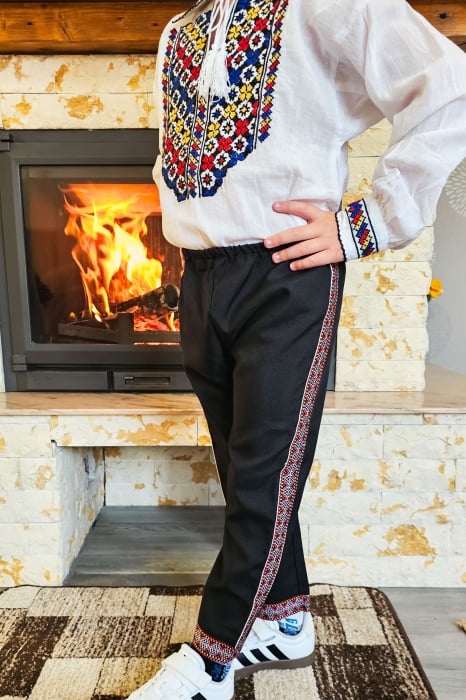 Pantalon traditional baieti Negru