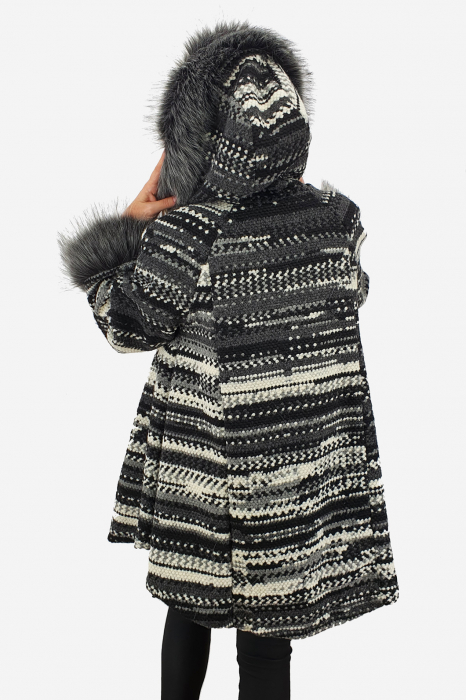 Cardigan / Poncho din lana cu blana [4]