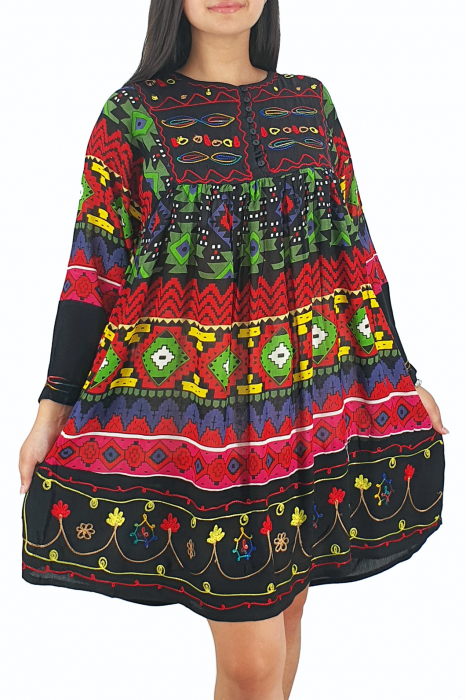 Rochie/Bluza brodata cu imprimeu floral Oana 15 [2]