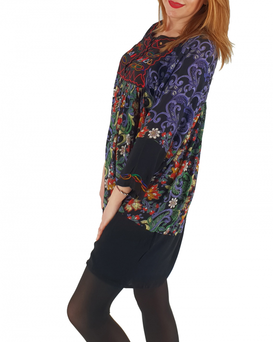 Rochie/Bluza brodata cu imprimeu floral Oana [3]