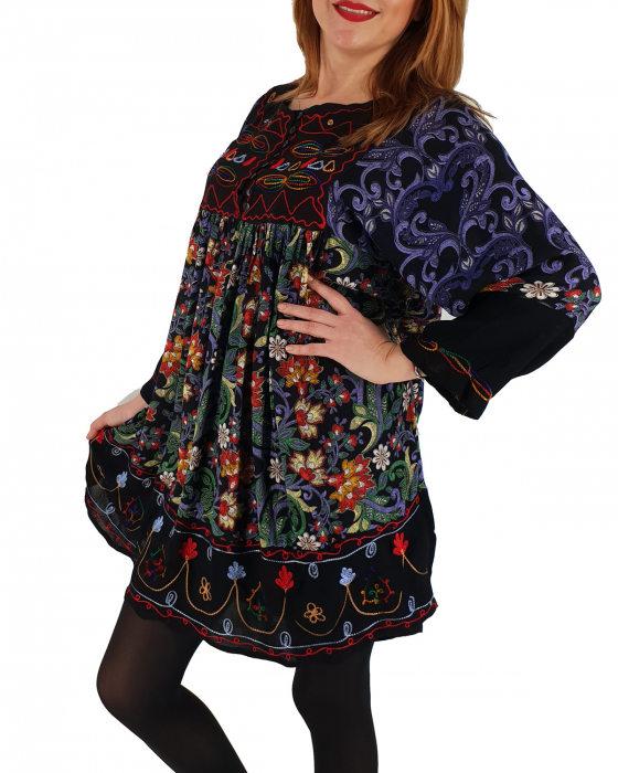 Rochie/Bluza brodata cu imprimeu floral Oana [2]