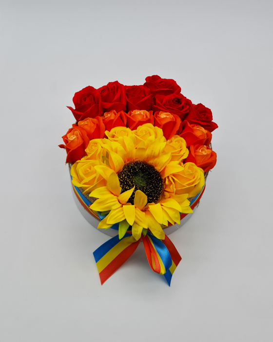 Set cadou – Trandafiri sapun – Cutie rotunda – floarea soarelui! [3]